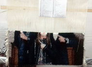 پیشرفت بافت تابلو فرش سفارشی عکس سه نفره چله ابریشم دستباف